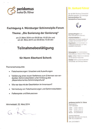 Fachtagung 4. WÃ¼rzburger Schimmelpilz-Forum; Thema: â€žDie Sanierung der Sanierungâ€